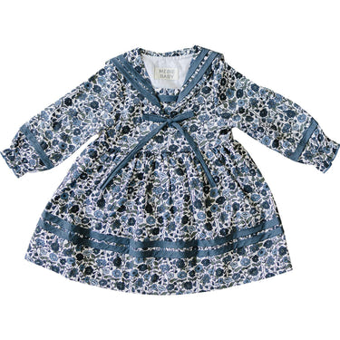 Floral sailor dress for babies, perfect for summer outings and special occasions.
