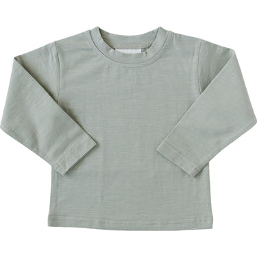 Sage long sleeve cotton tee for babies, perfect for nursery decor and comfortable everyday wear.