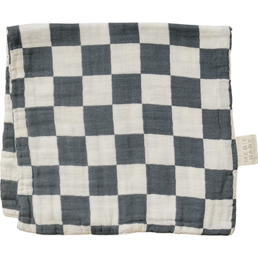 Charcoal Checkered Muslin Burp Cloth - MOOGCO Baby