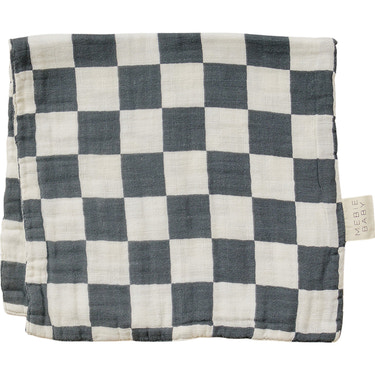 Charcoal Checkered Muslin Burp Cloth - MOOGCO Baby
