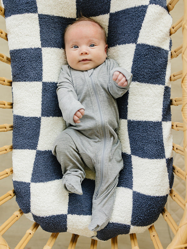 Heather Grey Ribbed Bamboo Zipper