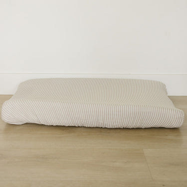 Taupe Stripe Muslin Changing Pad Cover - MOOGCO Baby