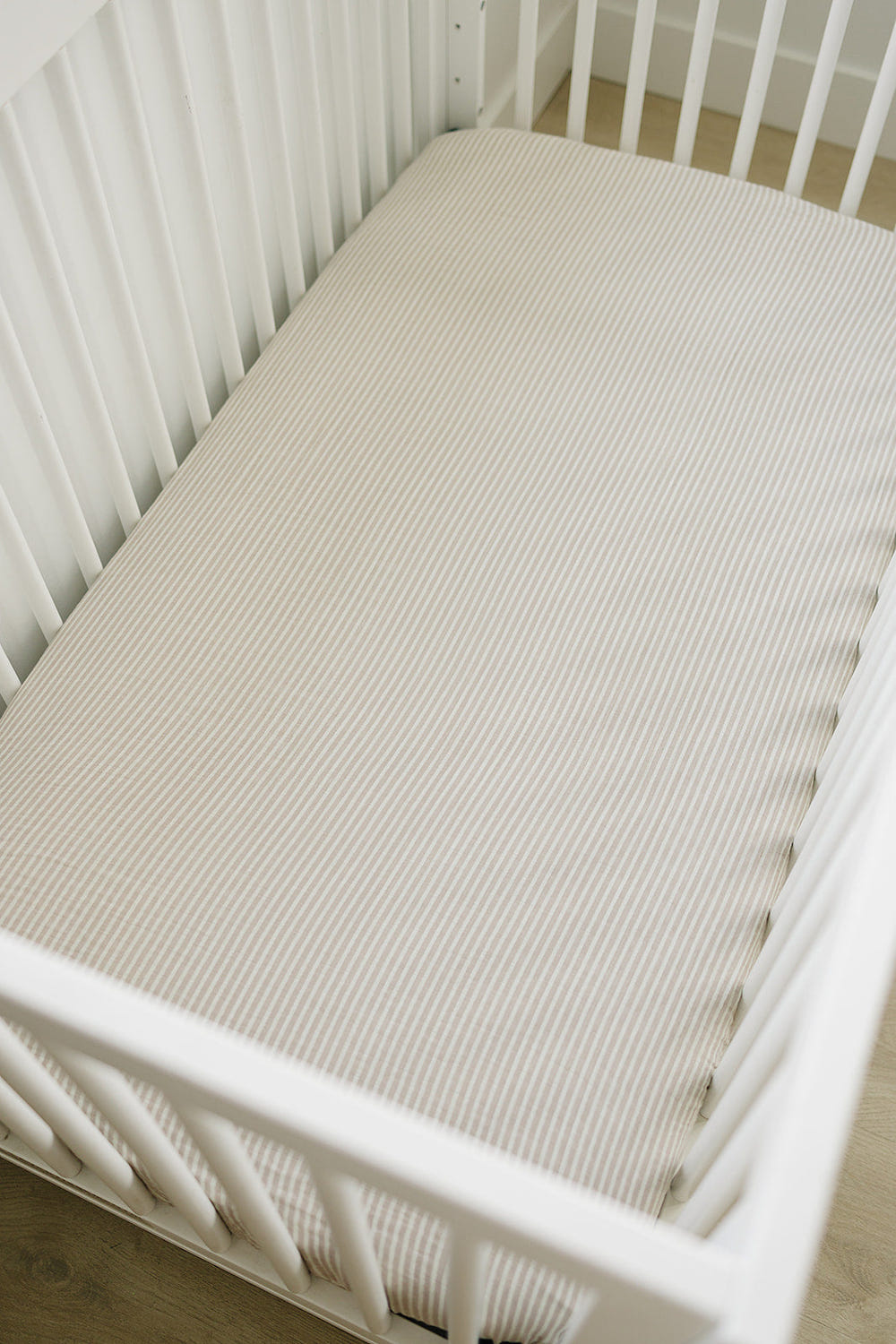 Taupe Stripe Muslin Crib Sheet - MOOGCO Baby