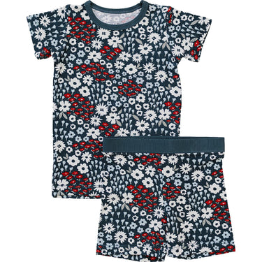 Americana Floral Ribbed Bamboo Cozy Short Set for babies - stylish and comfortable two-piece outfit.