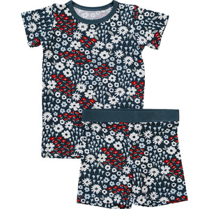 Americana Floral Ribbed Bamboo Cozy Short Set for babies - stylish and comfortable two-piece outfit.