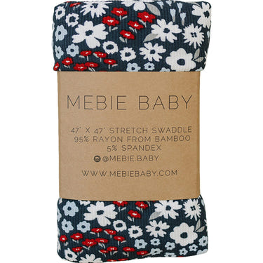 Americana Floral Ribbed Bamboo Stretch Swaddle for babies, soft and stylish baby blanket for swaddling and comfort.