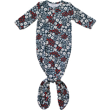 Americana Floral Bamboo Knot Gown for babies - soft, stylish sleepsuit perfect for cozy nights.