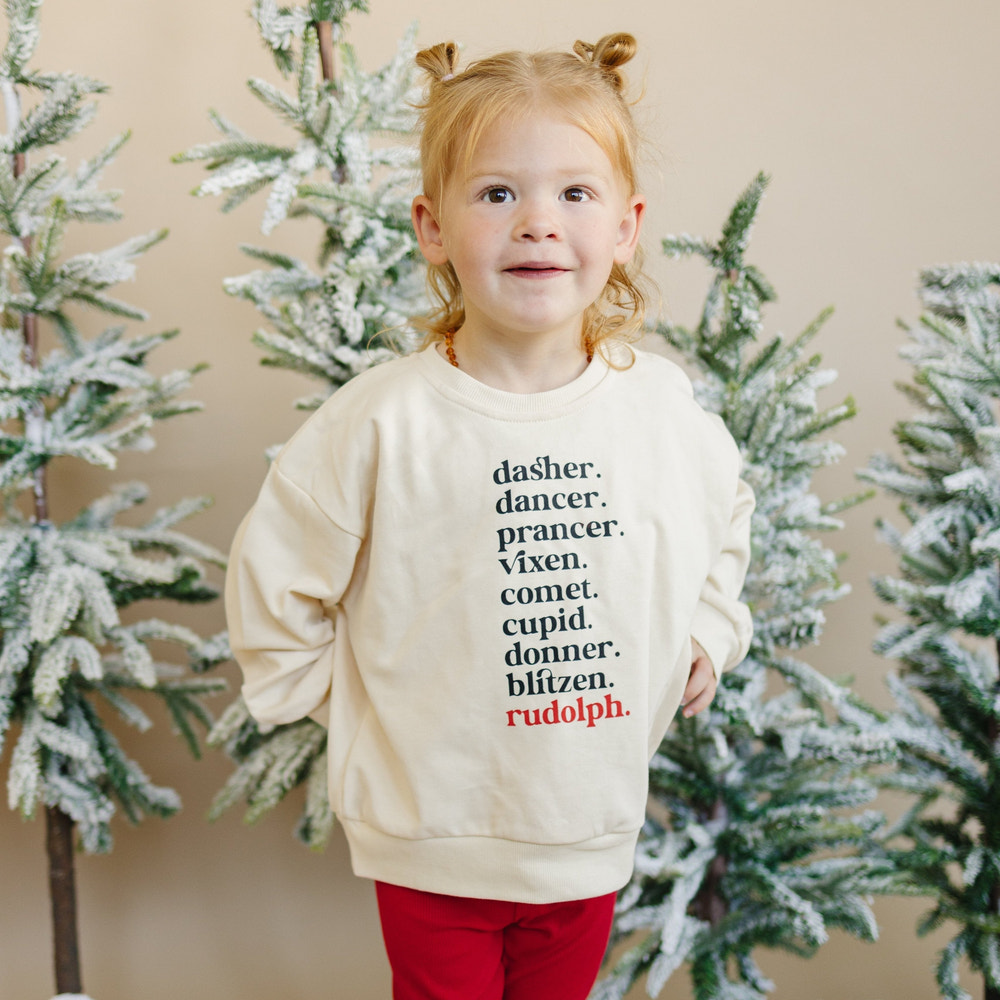 Reindeer Names Crewneck Sweatshirt
