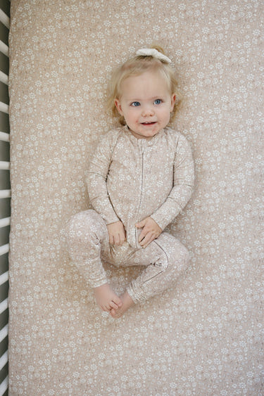 Dainty Ditsy Bamboo Zippy Romper for babies, soft and stylish, perfect for comfort and play.