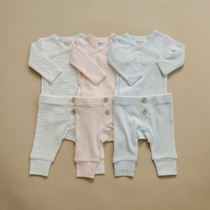 Blue Pointelle Layette Set
