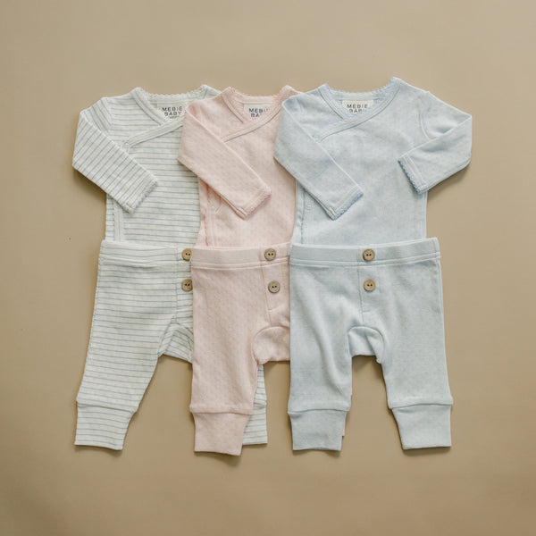 Blue Pointelle Layette Set