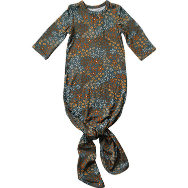 Navy Floral Bamboo Knot Gown - MOOGCO Baby