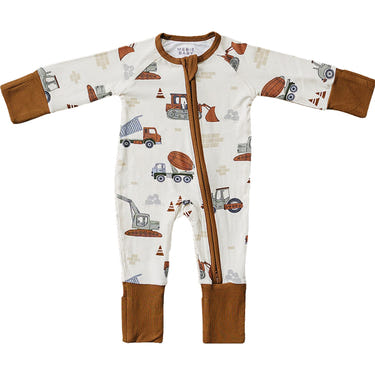 Construction Trucks Ribbed Bamboo Zipper - MOOGCO Baby