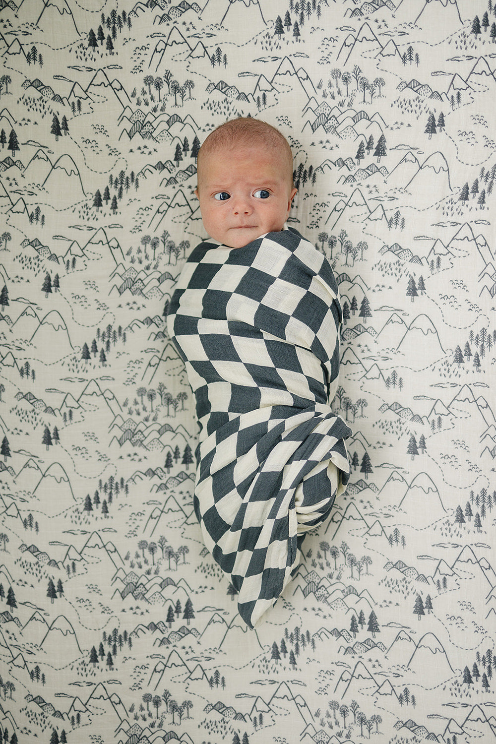 Charcoal Checkered Muslin Swaddle Blanket - MOOGCO Baby