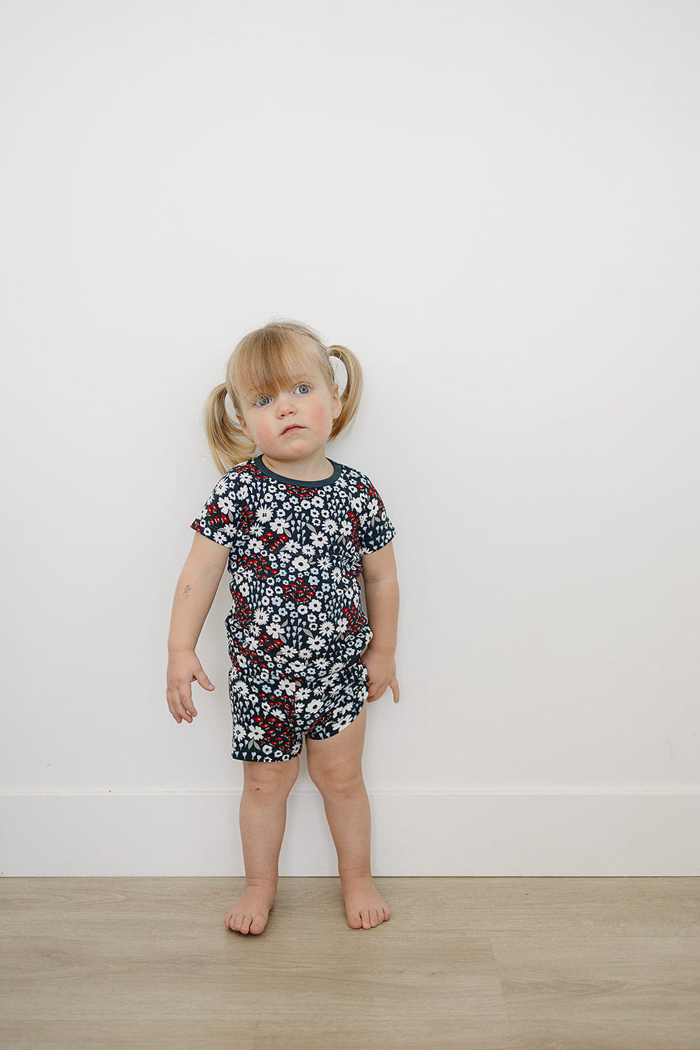 Americana Floral Ribbed Bamboo Cozy Short Set for babies - stylish and comfortable two-piece outfit.
