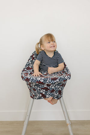 Americana Floral Ribbed Bamboo Multi-Use Cover in angle view, perfect for nursing, stroller, and car seat use.