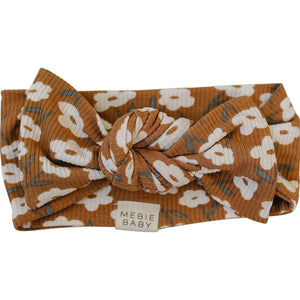 Mustard Floral Ribbed Bamboo Head Wrap - MOOGCO Baby