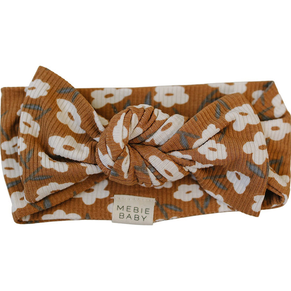 Mustard Floral Ribbed Bamboo Head Wrap - MOOGCO Baby