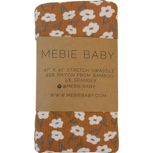 Mustard Floral Ribbed Bamboo Stretch Swaddle - MOOGCO Baby