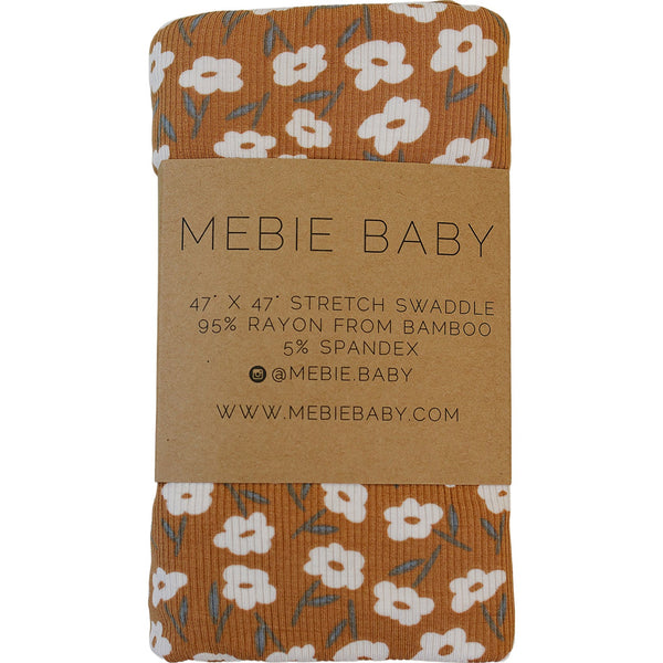 Mustard Floral Ribbed Bamboo Stretch Swaddle - MOOGCO Baby