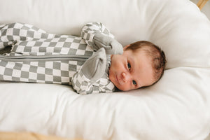 Light Green Checkered Bamboo Zipper - MOOGCO Baby