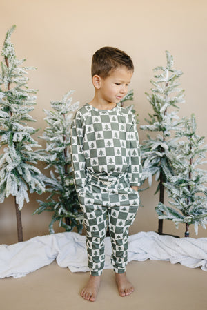 Checkered Christmas Trees Organic Cotton Set