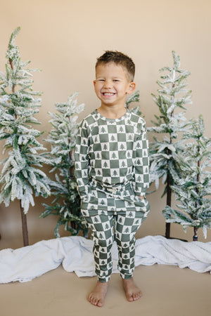 Checkered Christmas Trees Organic Cotton Set