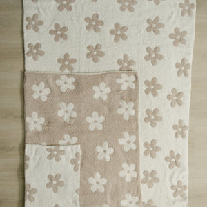 Taupe Daisy Plush Blanket