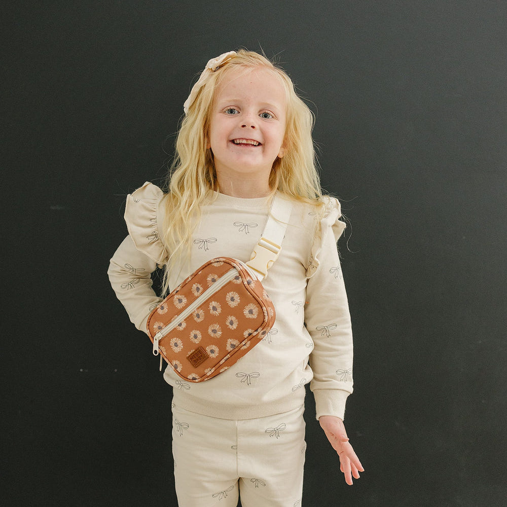 Terracotta Sunflower Mini Fanny Pack for babies - stylish and functional accessory for little ones.