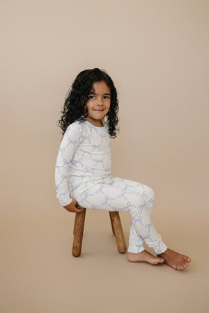 Blue Belle 2pc ribbed bamboo pajamas for babies, soft and cozy sleepsuit set in a charming blue hue.