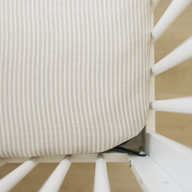 Taupe Stripe Muslin Crib Sheet - MOOGCO Baby