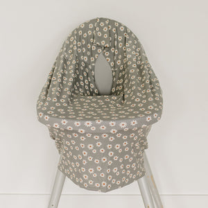 Light green daisy bamboo multi-use cover for babies, shown at angle 5, perfect for nursing and stroller use.