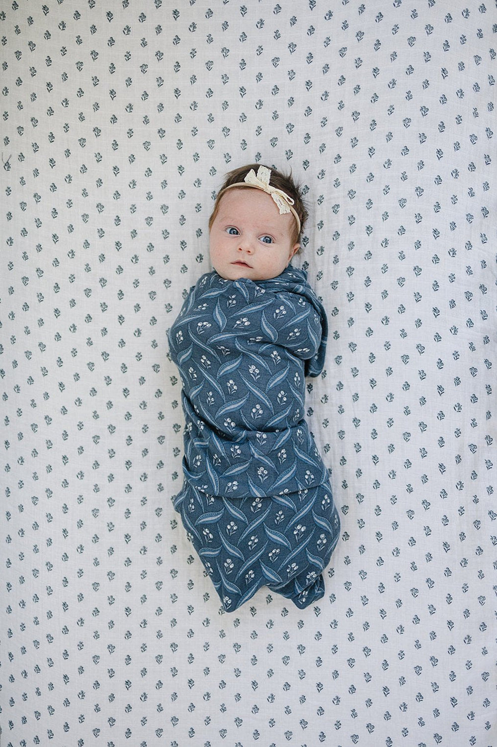 Navy Berry Muslin Swaddle Blanket