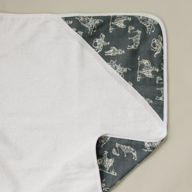 Wild West Muslin Hooded Towel for babies, featuring a charming design and soft, absorbent fabric.