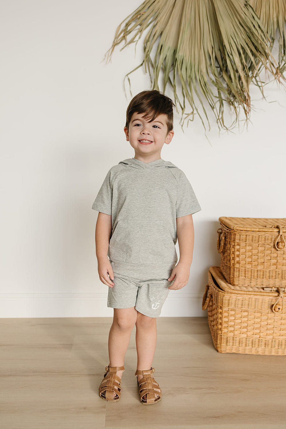 Heather Grey Hooded Tee for babies, soft and stylish top perfect for everyday wear.