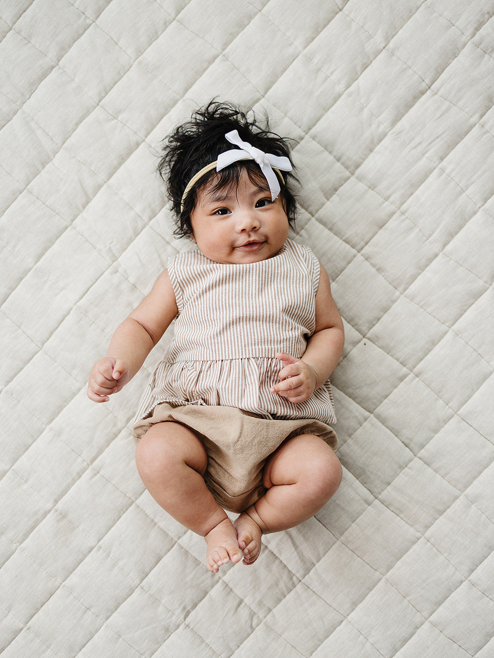 Tan Stripes Peplum Set