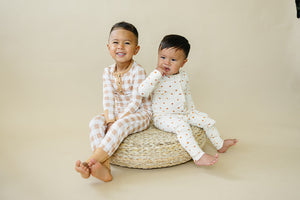 Golden Gingham 2pc Henley Bamboo Pajamas - Sizes Newborn & Up