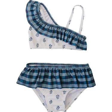 Cream Berry Ruffle Shoulder Bikini Set for babies - stylish two-piece swimwear perfect for summer fun.