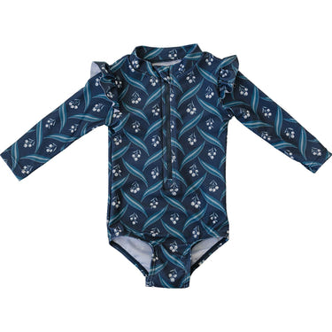 Navy Berry Long Sleeve Ruffle Zipper One-Piece for babies, perfect for comfort and style in toys & entertainment.