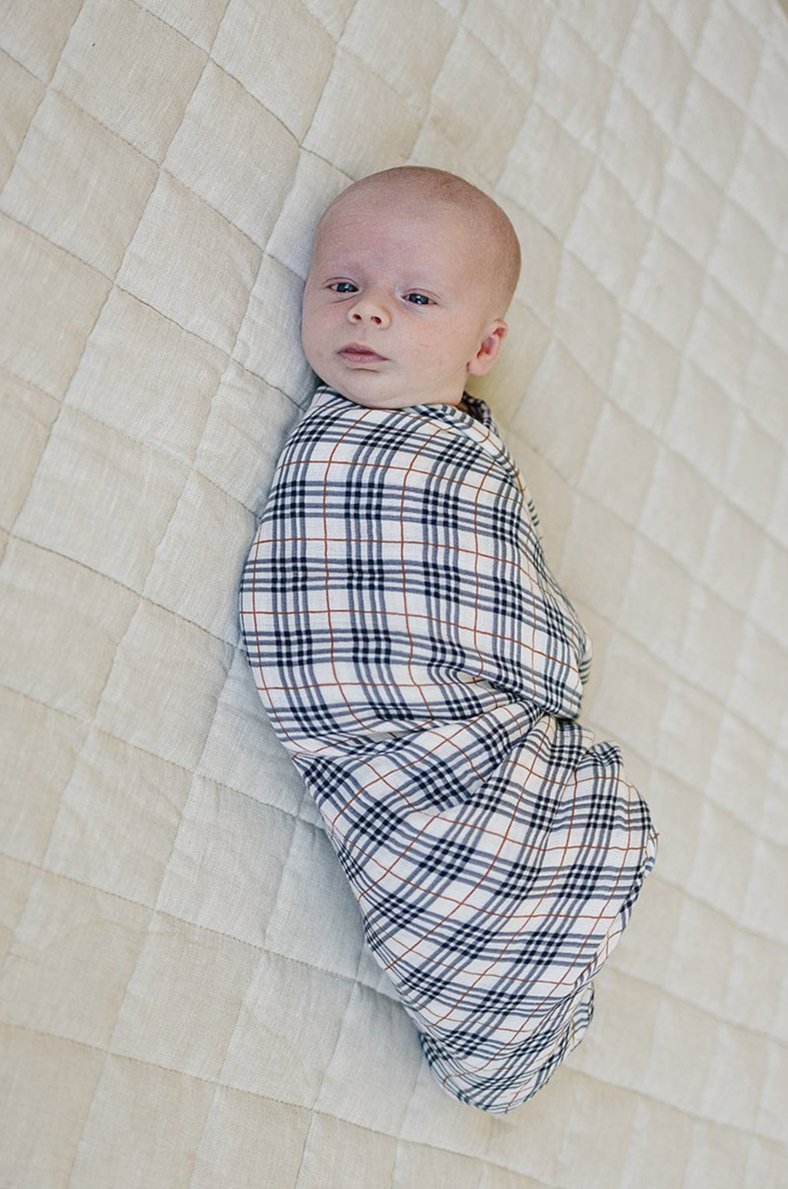 Vintage Plaid Muslin Swaddle Blanket - MOOGCO Baby