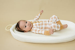 Golden Gingham 2pc Henley Bamboo Pajamas - Sizes Newborn & Up