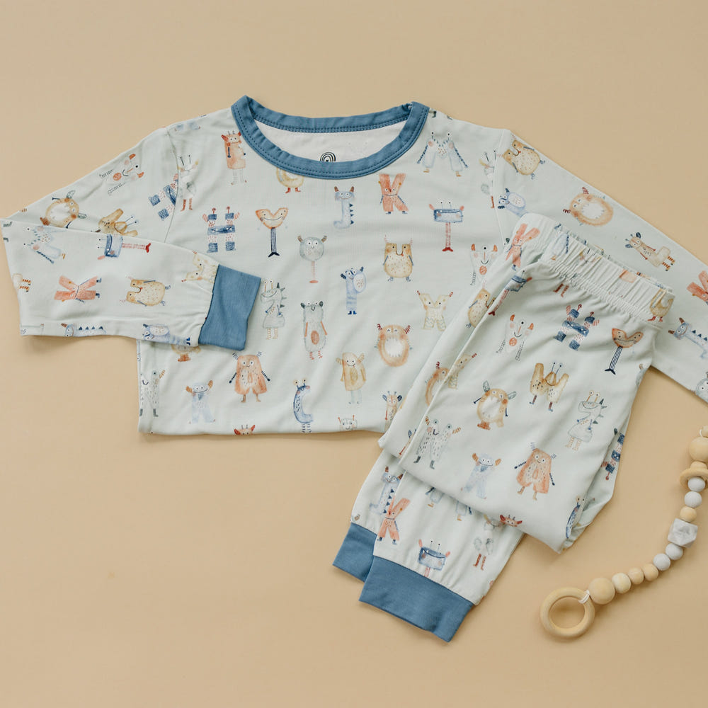 M is for Monsters 2pc Bamboo Pajamas for babies, soft and cozy sleepwear in fun monster design.
