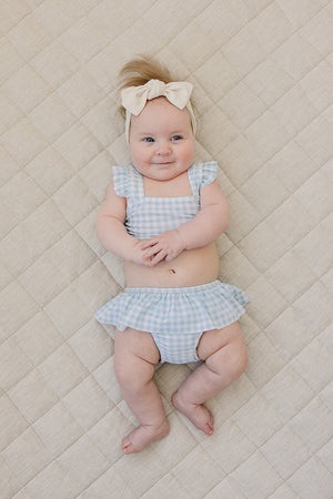 Light Blue Gingham Ruffle Bikini Set