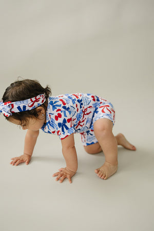 Bamboo Shorts Set | Red-White & Bows