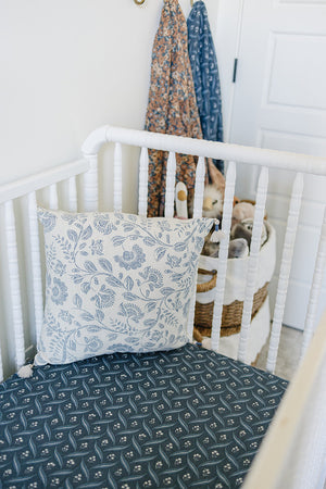 Navy Berry Muslin Crib Sheet