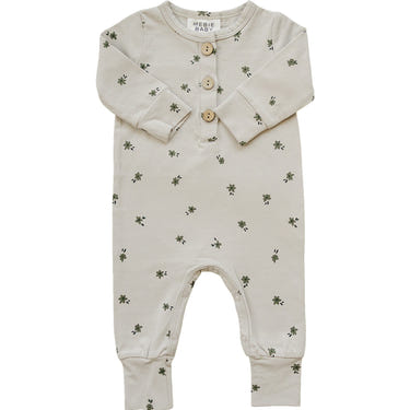 Floral long sleeve button romper for babies, perfect for stylish and comfortable playtime.