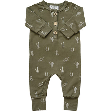 Nashville Long Sleeve Button Romper for babies, stylish and comfortable clothing for little ones.