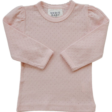 Pink Pointelle Long Sleeve Tee for babies, soft and stylish top perfect for everyday wear.