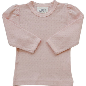 Pink Pointelle Long Sleeve Tee