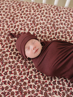 Deep Violet Ribbed Bamboo Newborn Knot Hat